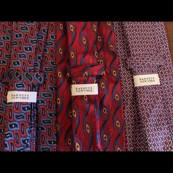 🌿SALE🌿3 BARNEYS New York Vintage 100% Silk Handmade in Italy Paisley Neckties - Picture 2 of 16